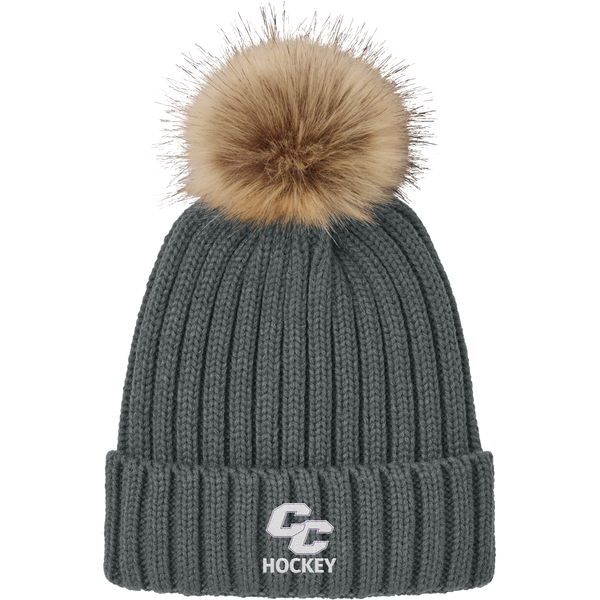 Curry College Faux Fur Pom Beanie